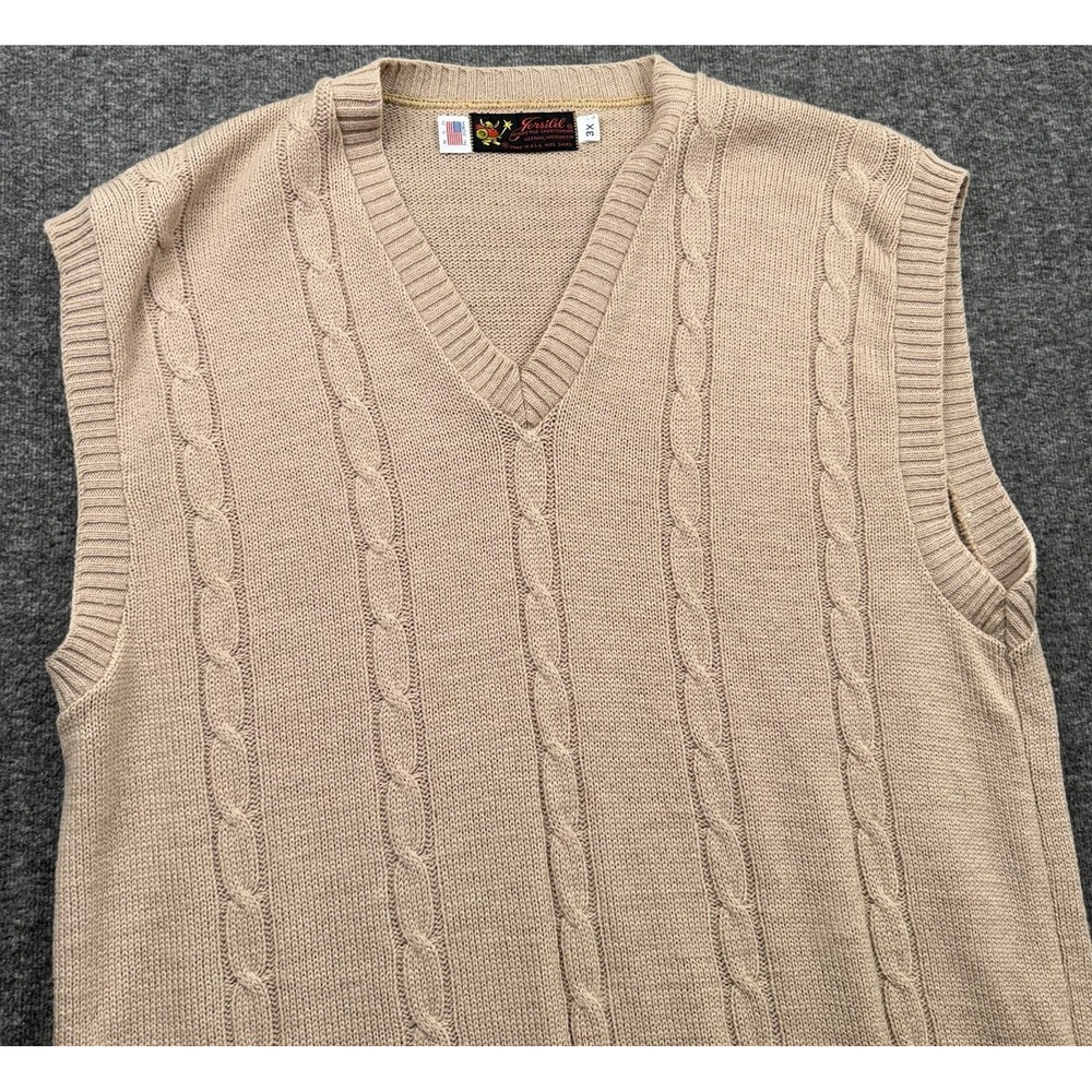 Jersild Sweater Vest Wool Blend Womens Sz 3X Knit Beige Made In USA Vtg